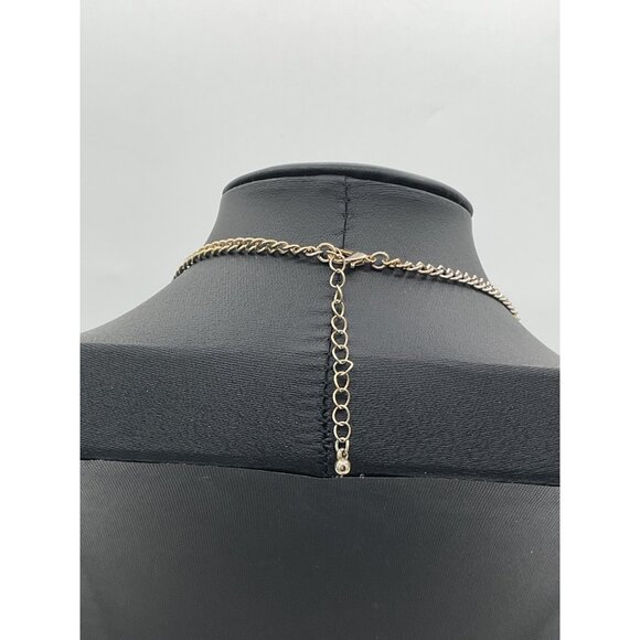 Chunky Black & Gold Geometric Necklace With Adjustable Chain Length - Picture 3 of 4